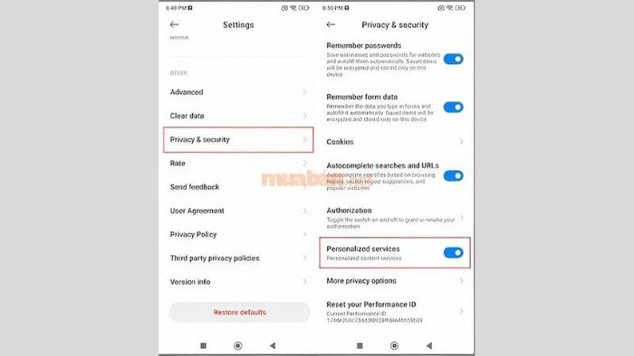 Hướng dẫn tắt quảng cáo trong Trình duyệt Mi trên điện thoại Xiaomi