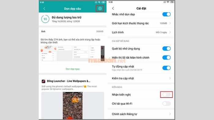 Hướng dẫn chặn quảng cáo trên điện thoại Xiaomi trong Trình dọn dẹp