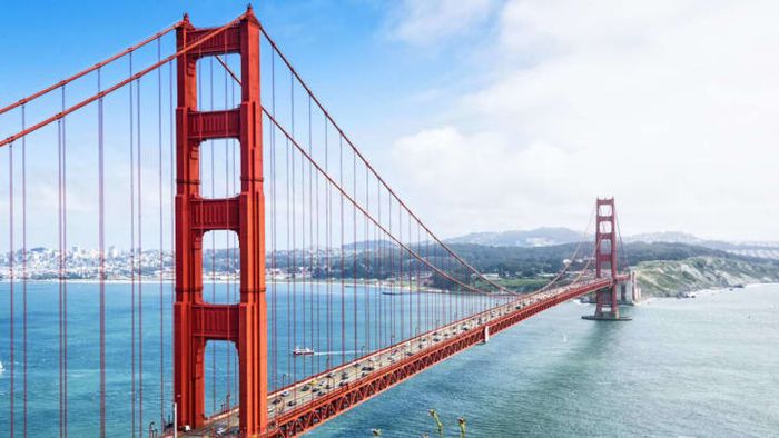 The iconic Golden Gate Bridge.