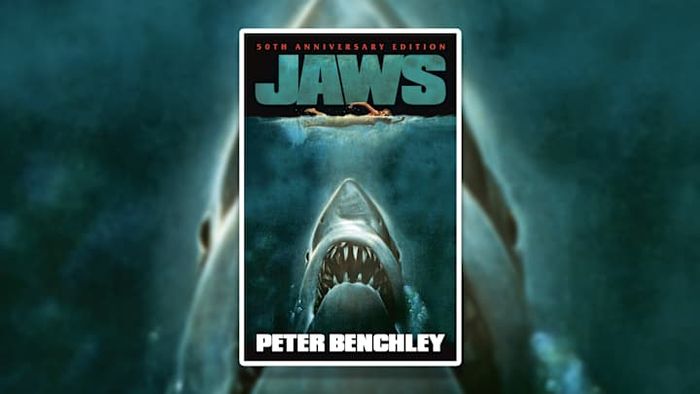 The 50th-anniversary edition cover of Peter Benchley’s classic novel, ‘Jaws.’