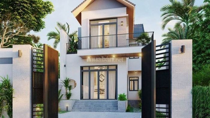 Mẫu nhà 1 trệt 1 lầu 5x15 với mái lệch