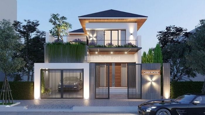 Kiểu nhà phố hai tầng 5x15 với mái lệch mang đến vẻ đẹp hiện đại và độc đáo