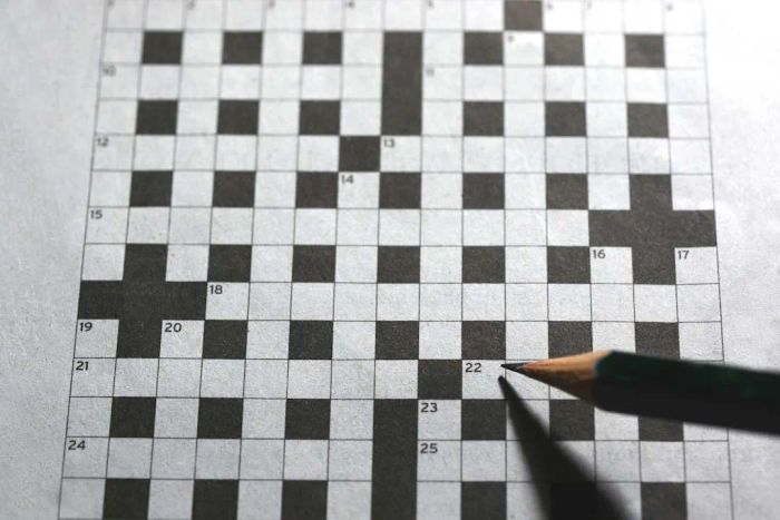 Crossword Puzzle being solved with a pencil