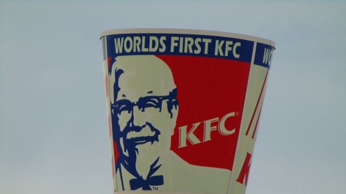 The iconic bucket sign from the world's first Kentucky Fried Chicken restaurant.