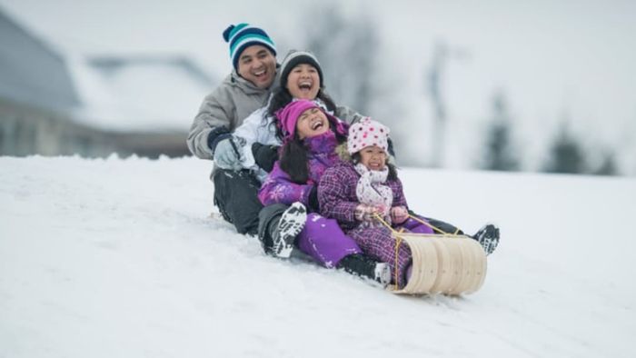 A toboggan features a curved front.
