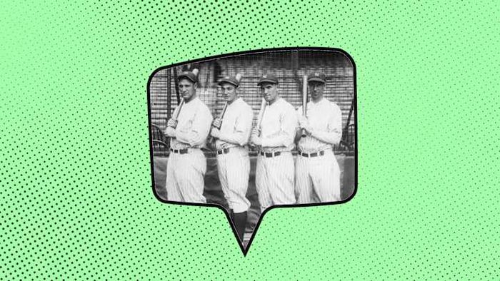 (From left to right) Lou Gehrig, Tony Lazzeri, Mark Koenig, and Joe Dugan, all part of the 1927 New York Yankees roster.
