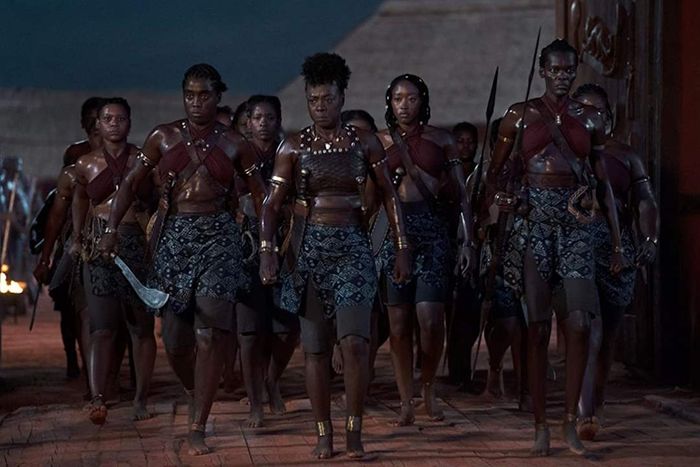 Viola Davis, Lashana Lynch, and Sheila Atim in 'The Woman King' (2022).