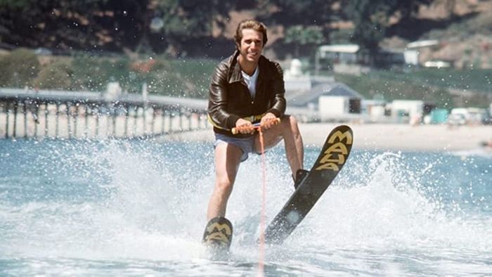Henry Winkler, alongside a shark (not shown), was about to etch his name into pop culture history on Happy Days.