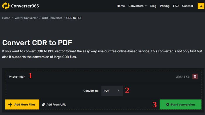 Hướng dẫn chuyển File CDR sang PDF trực tuyến - Bước 1