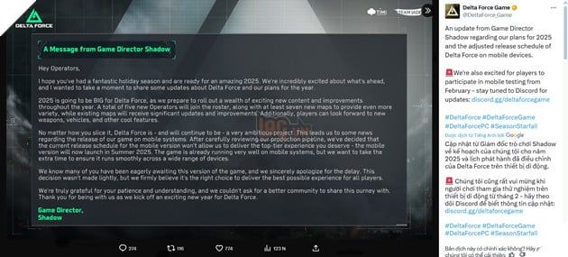Tựa game đình đám Delta Force từ Tencent chuẩn bị ra mắt trên nền tảng di động