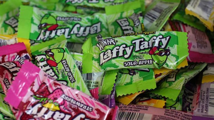 A heap of Laffy Taffy candies.