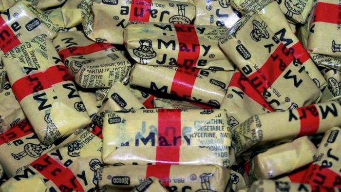 A pile of Mary Jane candies.