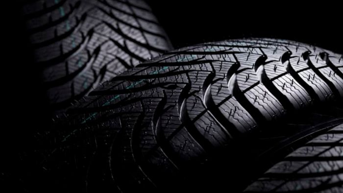 A close-up shot of three tires.
