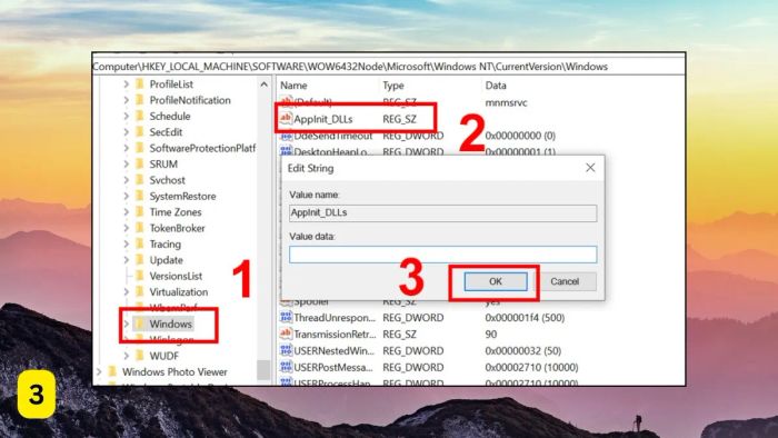Sử dụng Registry Editor - Bước 3