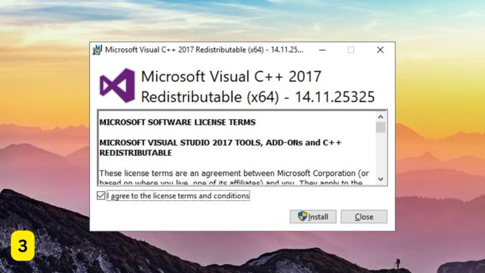 Khắc phục lỗi 0xc00007b bằng cách Cài đặt lại Microsoft Visual C++ - Bước 3