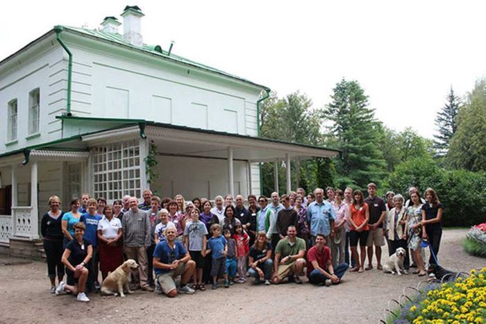 A group of Leo Tolstoy's descendants at Yasnaya Polyana in 2012.