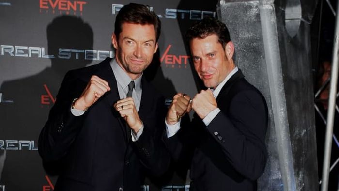 Hugh Jackman and his Real Steel stand-in, Taris Tyler