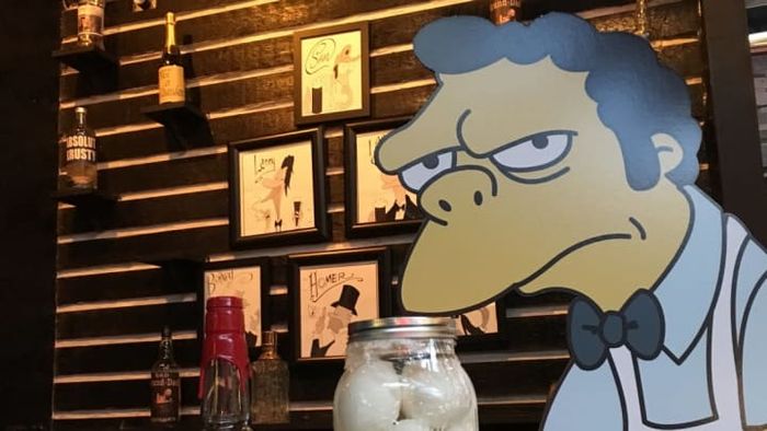 Artwork featured at the Moe's Tavern-themed pop-up bar in Chicago
