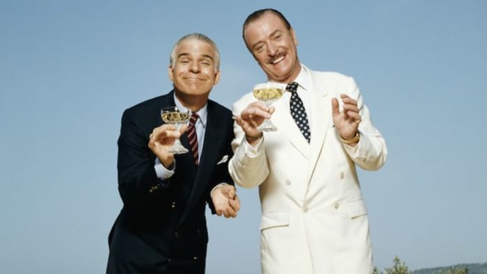 A still from Dirty Rotten Scoundrels (1988) featuring Steve Martin and Michael Caine.