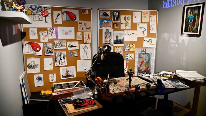 Sketches by Tim Burton on display for all to admire.