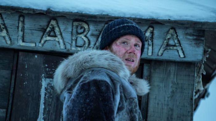 Cole portraying Iversen in front of the Alabama house in Against the Ice.