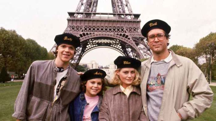 Pictured from left to right: Jason Lively, Dana Hill, Beverly D'Angelo, and Chevy Chase in the 1985 classic 'National Lampoon’s European Vacation.'