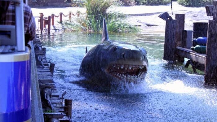 The mechanical 'Jaws' shark featured on the Universal Studios Hollywood tram tour.