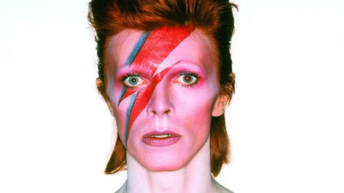 Image captured during the album cover shoot for Aladdin Sane, 1973