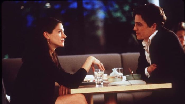 A scene from the 1999 classic Notting Hill featuring Julia Roberts and Hugh Grant.