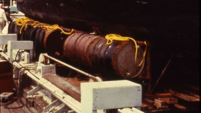 The Orca II stands prominently during filming.