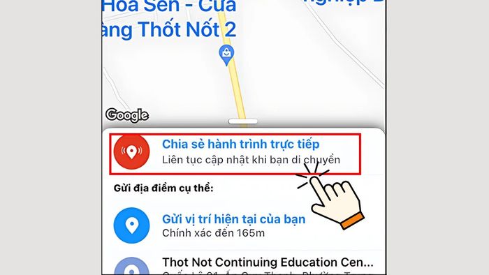 Cách định vị số điện thoại qua Zalo - Chia sẻ hành trình trực tiếp trên Zalo - bước 2