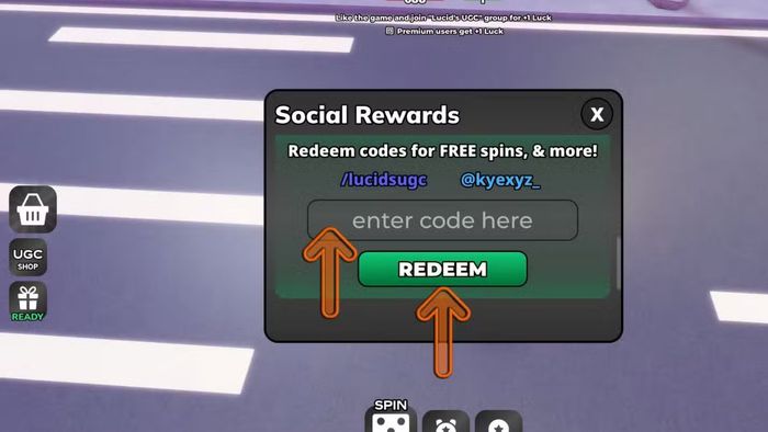 Hướng dẫn nhập code Spin 4 Free UGC - Bước 2