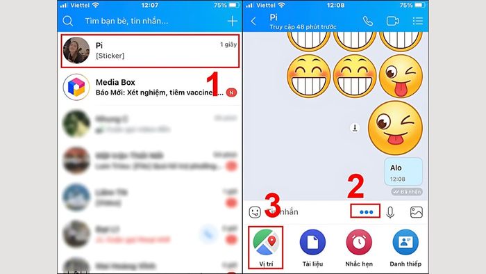 Cách định vị số điện thoại qua Zalo - Chia sẻ hành trình trực tiếp trên Zalo - bước 1