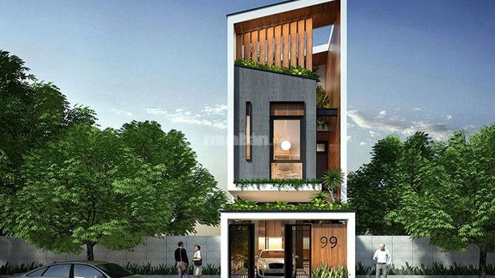 Nhà phố 4x15m 3 tầng, mái lệch