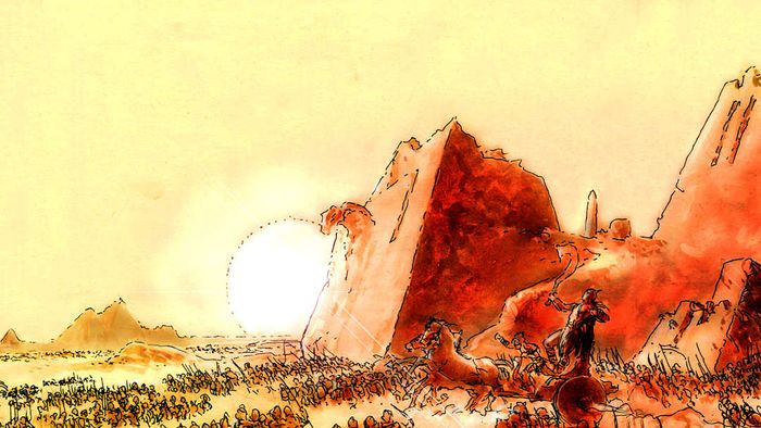 Illustrated concept art from 'Conan: Red Nails' is displayed