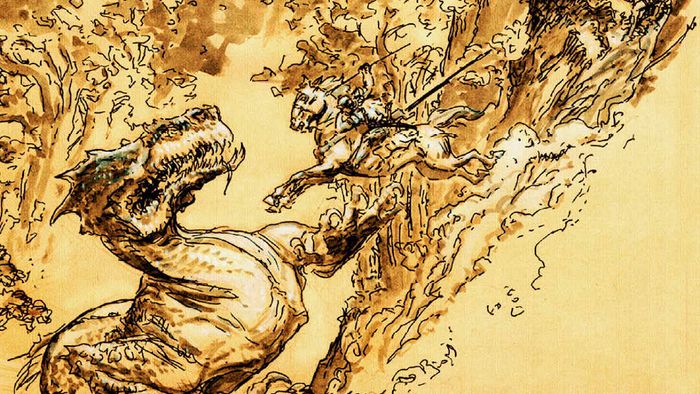 Illustrated concept art for 'Conan: Red Nails' is shown