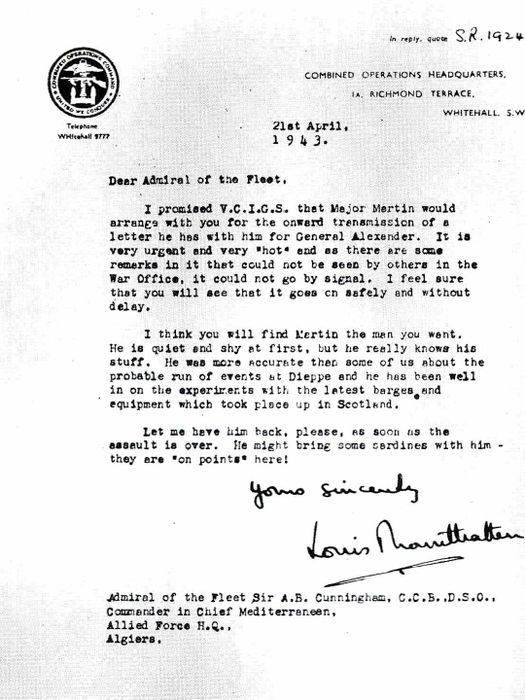 operation mincemeat letter from louis mountbatten