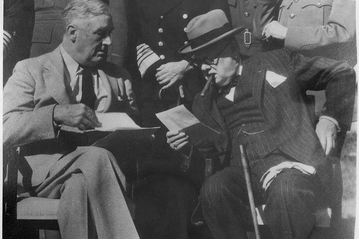 Roosevelt and Churchill in Morocco at the Casablanca Conference.