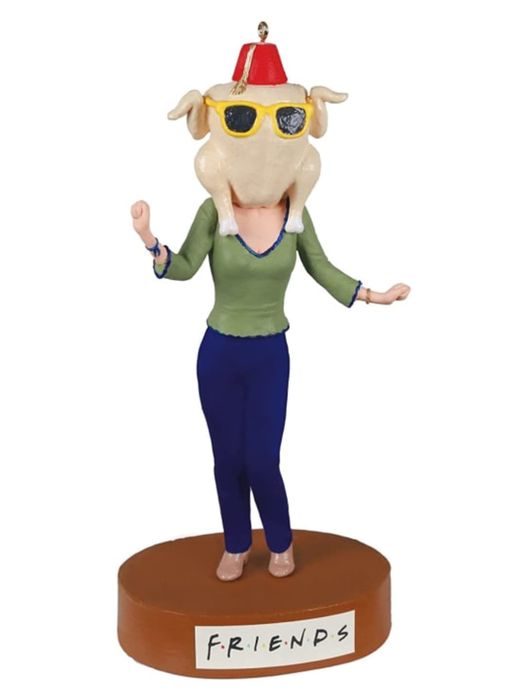 'Friends' Christmas ornament featuring Monica with a turkey on her head