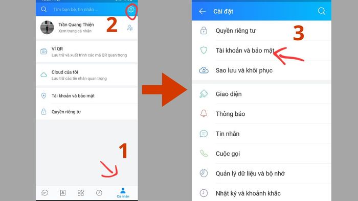 Hướng dẫn cài đặt dấu vân tay trên Zalo - bước 1