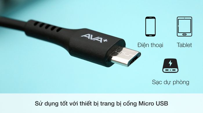 Sử dụng tốt thiết bị trang bị cổng Micro USB - Cáp Micro 20cm Ava+ HKU601