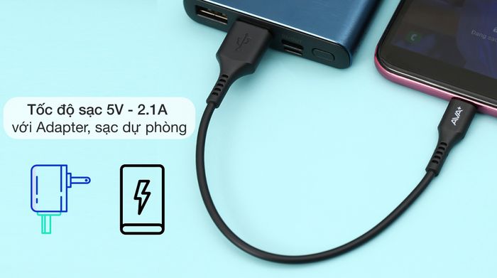 Cáp sạc pin điện thoại qua Adapter sạc dự phòng - Cáp Micro 20cm Ava+ HKU601