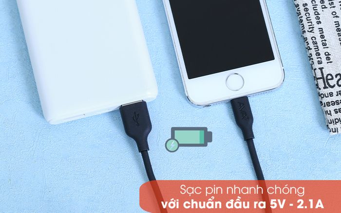 Sạc pin nhanh chóng - Cáp Lightning 1m AVA DR-L02 Đen