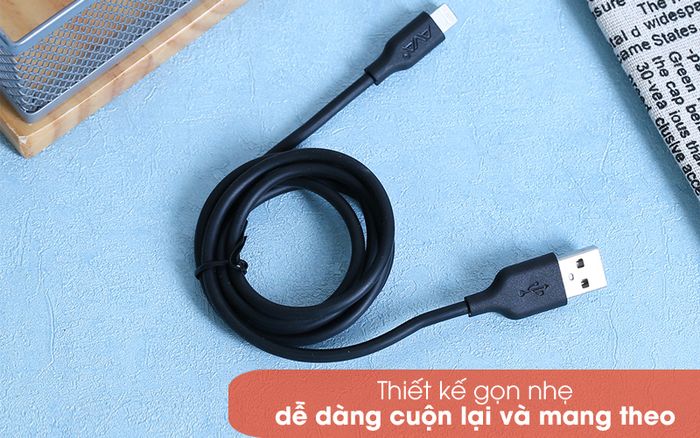 Gọn nhẹ - Cáp Lightning 1m AVA DR-L02 Đen