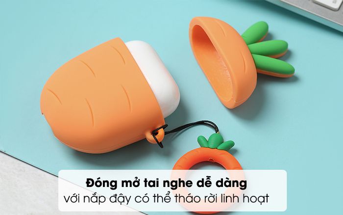 Túi đựng Airpods 1 & 2 Nhựa dẻo Carton Silicone JM - Nắp