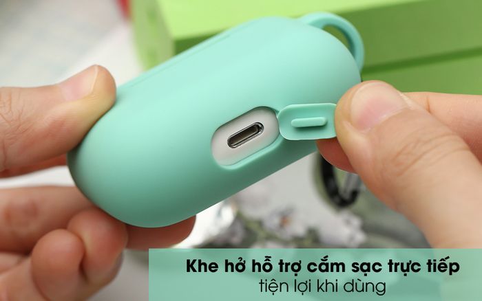 Khe cắm sạc - Túi đựng AirPods Pro Silicone kèm móc JM AP02