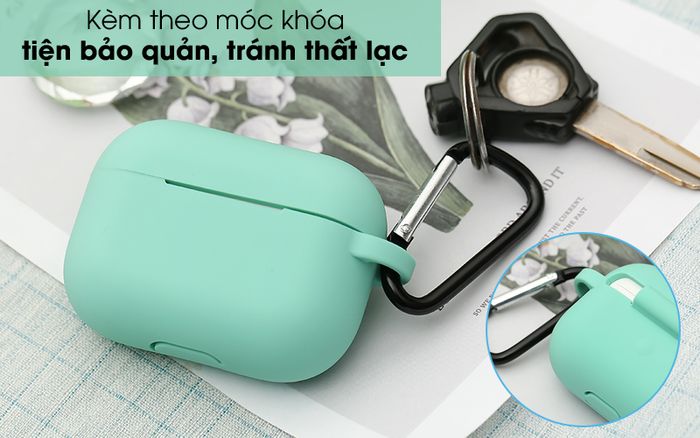 Kèm móc khóa - Túi đựng AirPods Pro Silicone kèm móc JM AP02