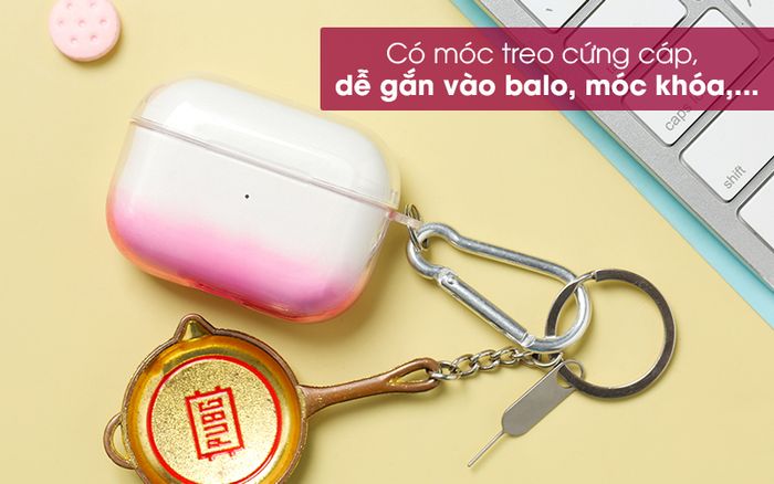 Túi đựng Airpods Pro Nhựa dẻo TPU NAP18 - Tăng tính thẩm mỹ túi đựng với móc treo kim loại bóng sáng