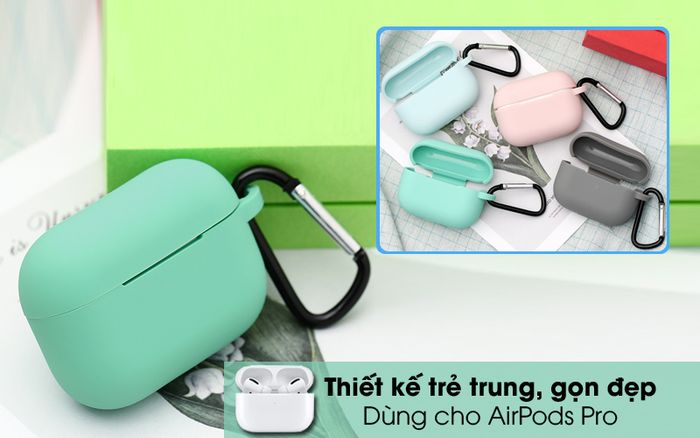 Gọn đẹp, trẻ trung - Túi đựng AirPods Pro Silicone kèm móc JM AP02