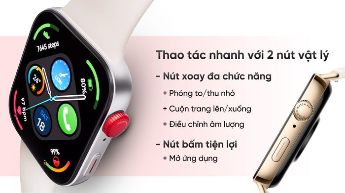 Đồng hồ thông minh Huawei Watch Fit 3 - Nút vật lý tiện dụng